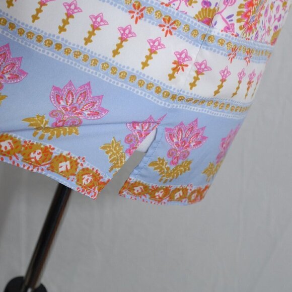 Dalia Womens Small BOHO Top Sleeveless Floral Shirt Oversized Hippie Flowy Pink - Picture 4 of 8